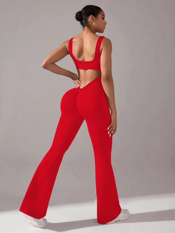 Mono de yoga sin costuras, diseño sexy de espalda abierta