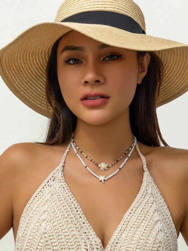 Piezas De Collar Ajustado Abalorio Colgante Con Forma De Estrella De Mar Y Tortuga - Imagen 2