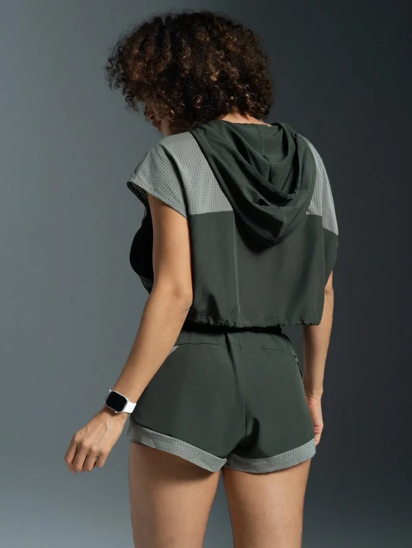 Sudadera corta con capucha deportiva para mujer para uso diario, fitness y correr - Imagen 2