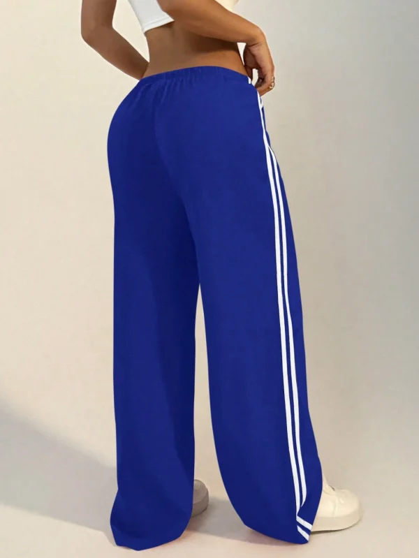 Pantalones rectos relajados con cordón y raya lateral para mujer - Imagen 2