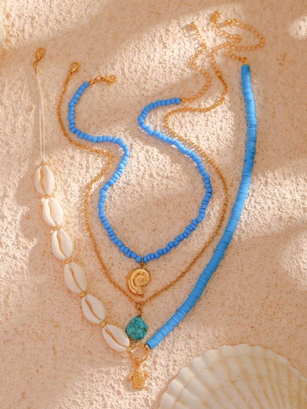Conjunto De Joyería De Verano De 3 Piezas Con Estilo Antiguo Turquesa Con Collar De Metal - Imagen 3