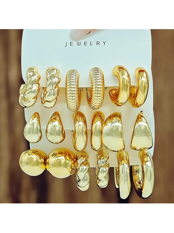piezas de aretes de resina acrílica con forma de gota de agua exagerada en color dorado - Imagen 2