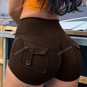 Pantalones cortos cargo con cinturilla ancha y bolsillos, shorts levantadores de glúteos
