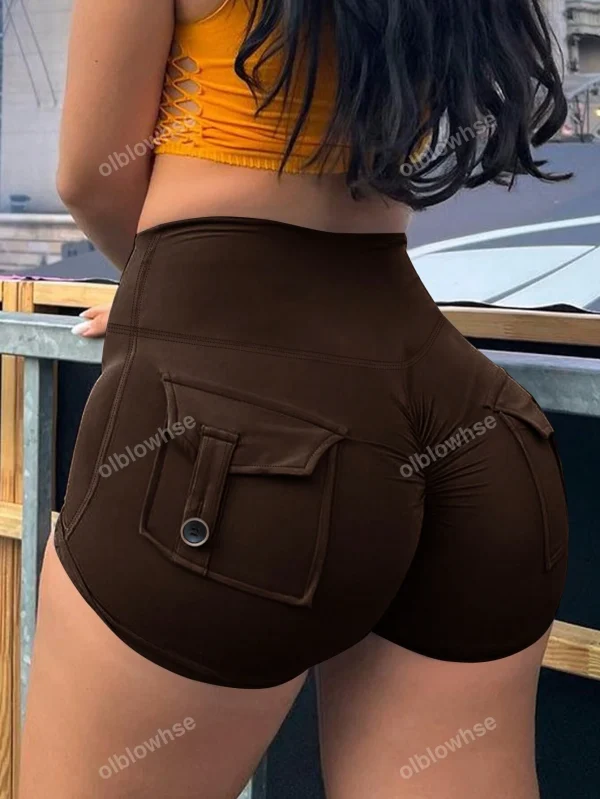 Pantalones cortos cargo con cinturilla ancha y bolsillos, shorts levantadores de glúteos
