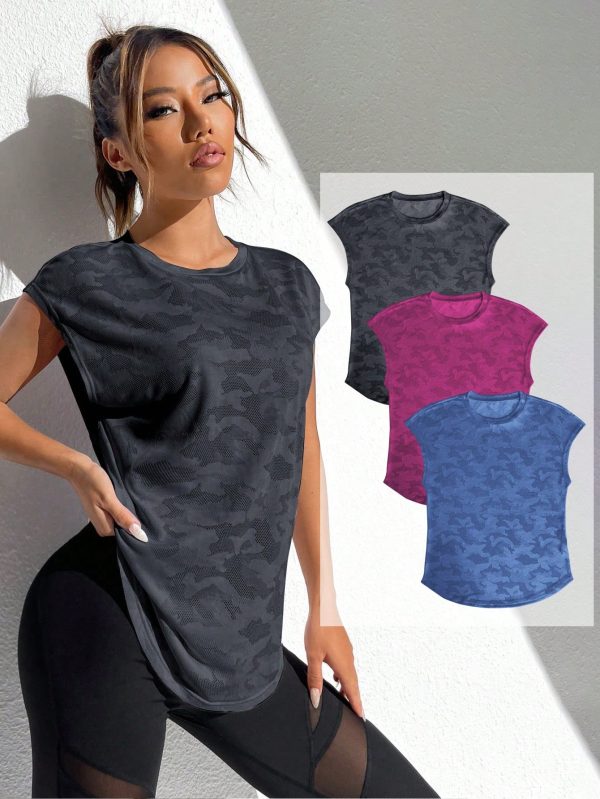 Camiseta deportiva de manga larga y crop top con cortes, camiseta de compresión - Imagen 2