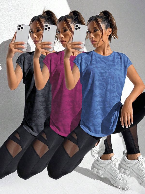 Camiseta deportiva de manga larga y crop top con cortes, camiseta de compresión