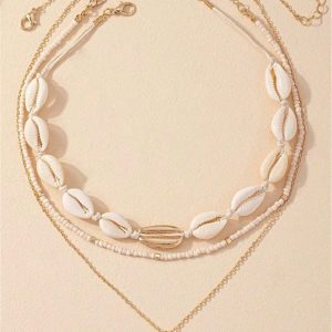 Collares De Conchas De Playa Con Cuentas Trenzados De Moda Para Accesorios De Mujer