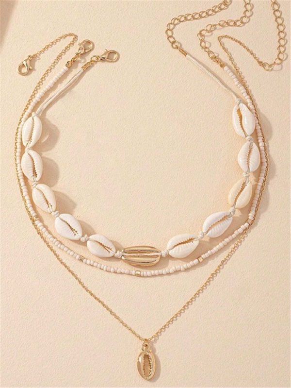 Collares De Conchas De Playa Con Cuentas Trenzados De Moda Para Accesorios De Mujer