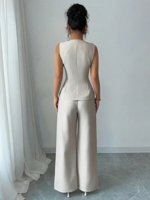Gloray Conjunto de 2 piezas elegante estilo francés con botón con diseño de flor para tiempo - Imagen 2