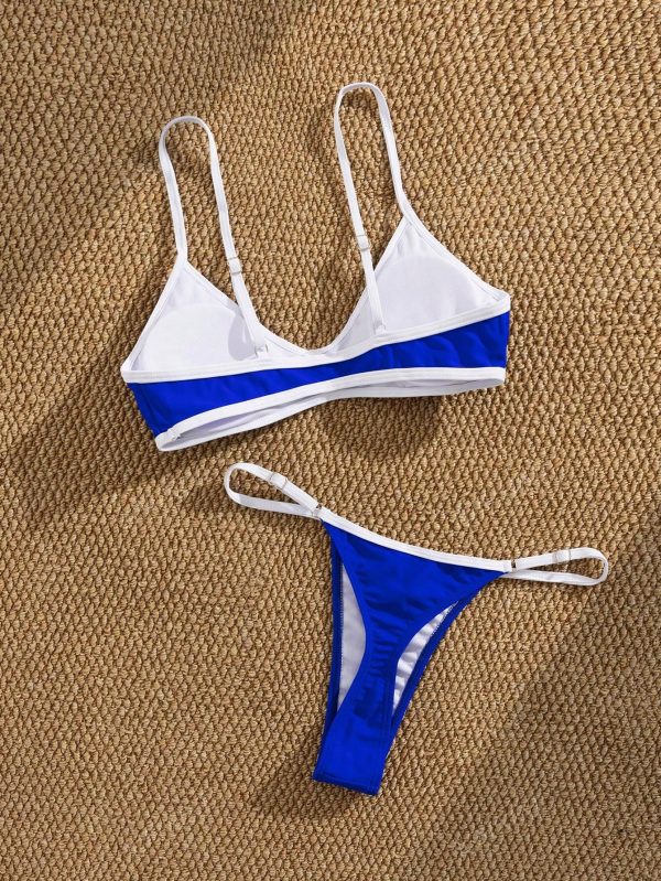 Nuevo conjunto de bikini elegante con tiras ajustables de material suave y sólido - Imagen 2