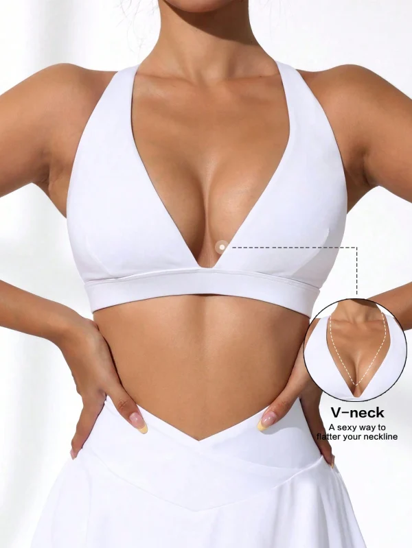 With My Calm Sujetador Deportivo Con Cuello Halter De Color Liso - Imagen 3