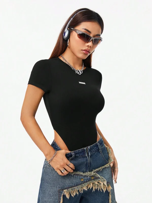 Body con textura de punto para mujer, estilo urbano otoñal - Imagen 3