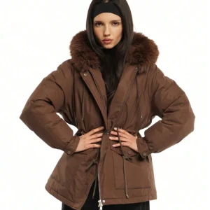 Chaqueta acolchada para mujer, con capucha de piel sintética, parka de invierno