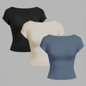 paquete de 3 camisetas minimalistas casuales sin espalda en negro