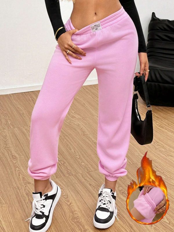 Pantalón de chándal casual de mujer con etiqueta tejida con letras