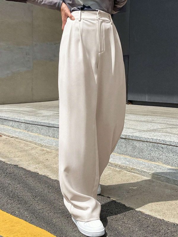 Pantalones anchos plisados casuales y versátiles para salir, pantalones de vestir - Imagen 3