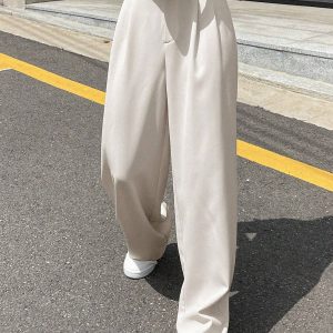 Pantalones anchos plisados casuales y versátiles para salir, pantalones de vestir