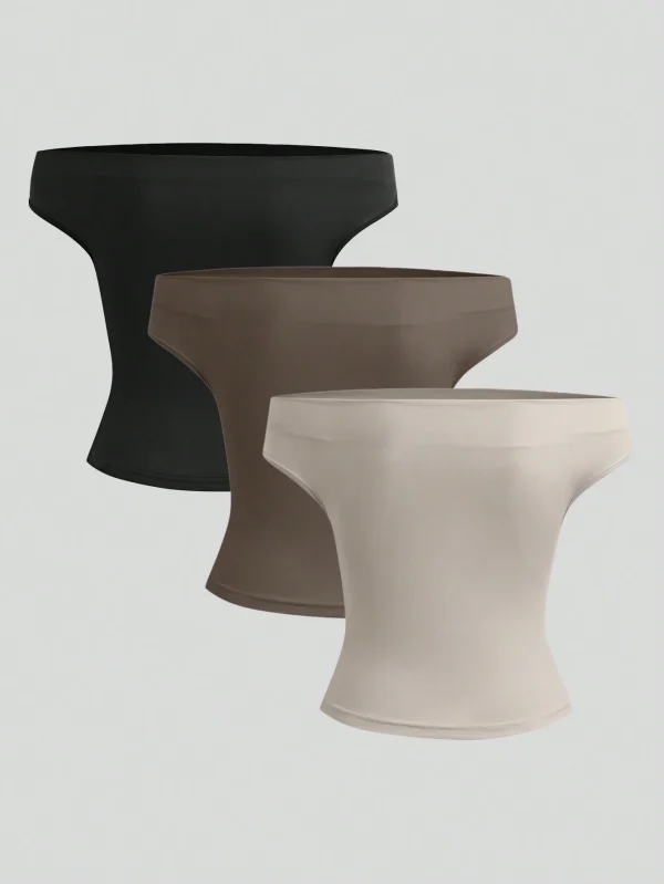 Parte superior sencilla de diseño con hombros descubiertos de unicolor, uso casual diario - Imagen 2