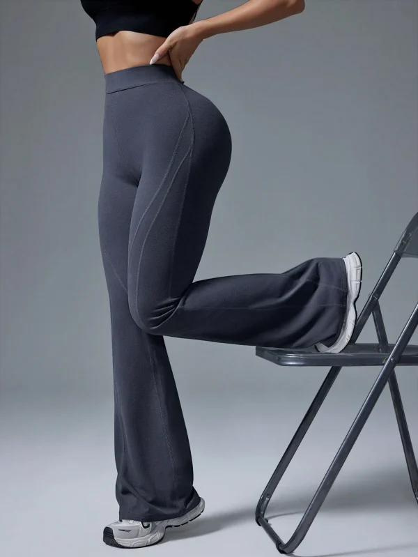 Pantalones acampanados de cintura alta de unicolor, de estilo casual para mujeres