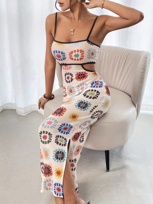 Calvaya Vestido camisola ajustado con recortes y estampado floral - Imagen 3