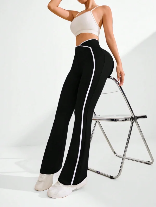 Studio Pantalones de yoga con diseño cruzado en la cintura, simples y a la moda, adecuados - Imagen 3
