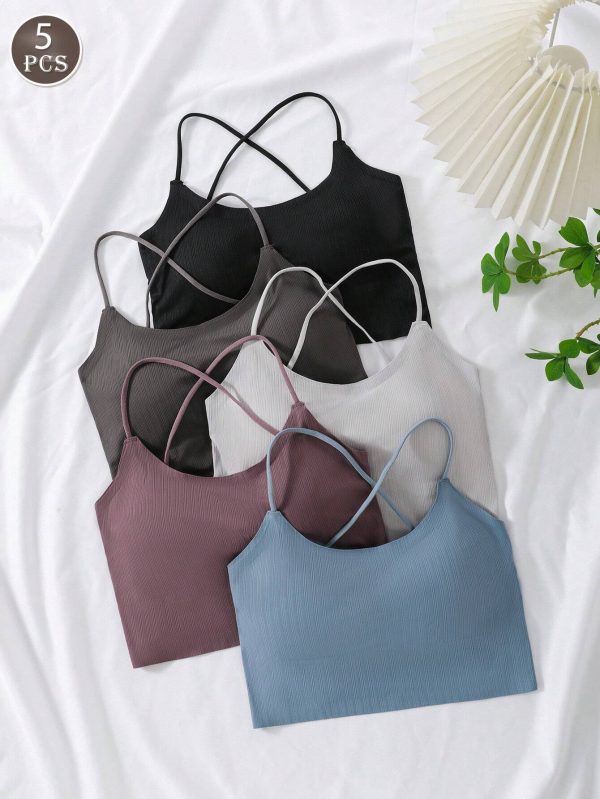 Conjunto de  Brasieres de seda de hielo para mujer con espalda cruzada sin alambre - Imagen 2