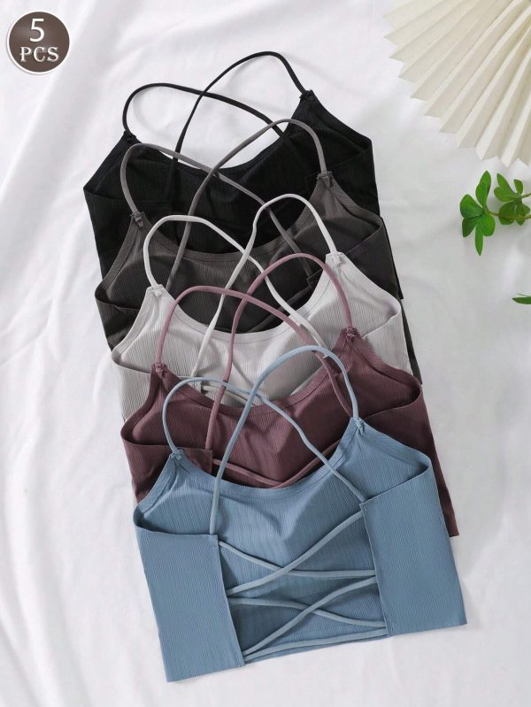 Conjunto de  Brasieres de seda de hielo para mujer con espalda cruzada sin alambre