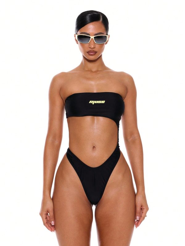 Musera Resort Bañador bandeau con corte extremo y espalda