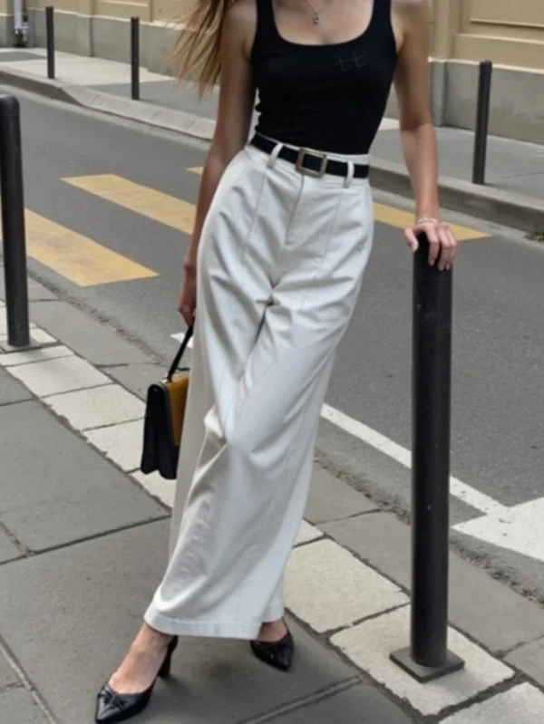 Pantalones blancos casuales/de trabajo para mujer - Imagen 3