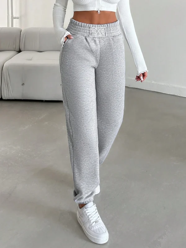 Cottnline Pantalón de chándal de cintura elástica sólido - Imagen 3