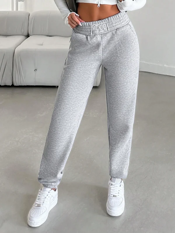 Cottnline Pantalón de chándal de cintura elástica sólido