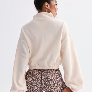 Sport Sudadera de forro polar con mangas largas y caída de hombros para mujer