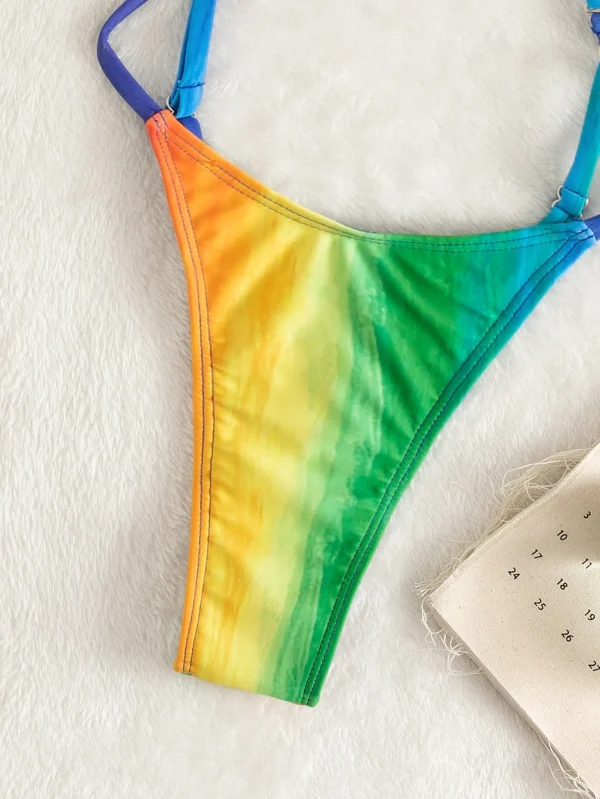 Swim Bañador una pieza al azar de ombré con abertura de espalda con tira cruzada - Imagen 3