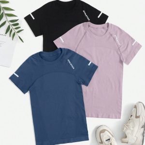 Gameset Camiseta deportiva de manga larga de unicolor con pulgar básica, camiseta de gimnasia