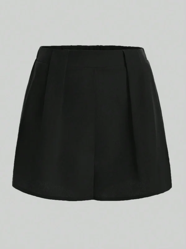 Pantalones culotte plisados de color liso para el trabajo y uso casual para mujer - Imagen 2