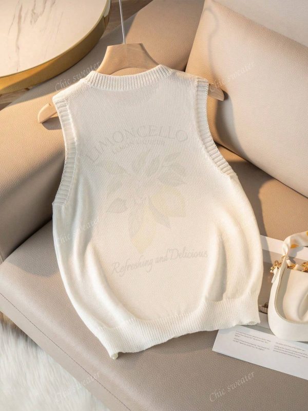 Camiseta de mujer de verano de cuello redondo con estampado de limón - Imagen 3
