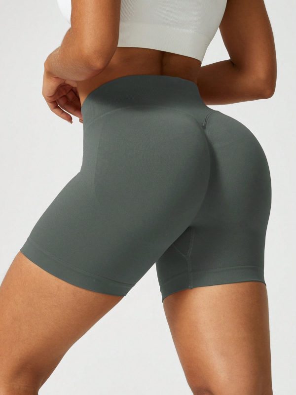 Pantalones cortos deportivos sin costuras que levantan y moldean el trasero gris - Imagen 2