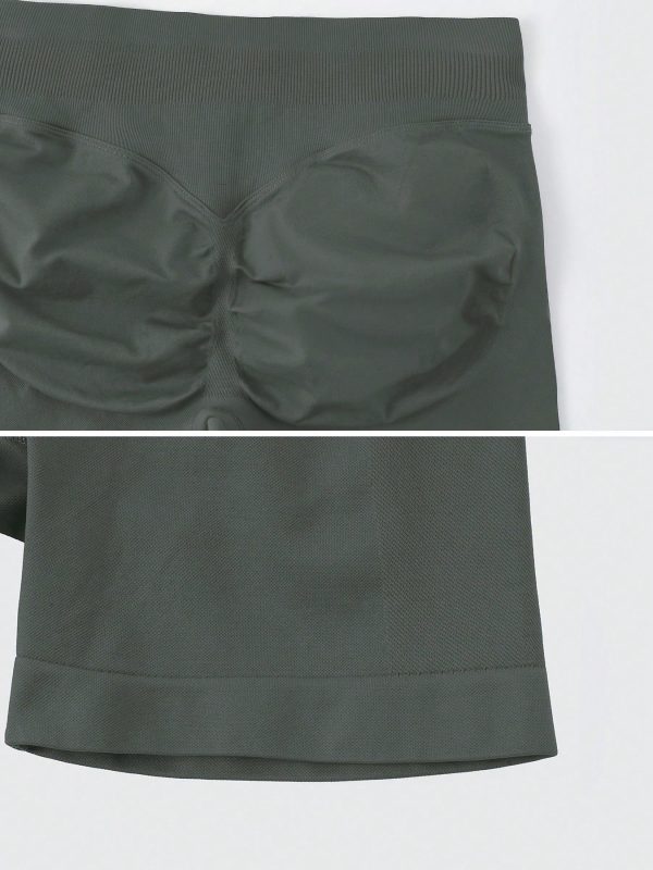 Pantalones cortos deportivos sin costuras que levantan y moldean el trasero gris - Imagen 3