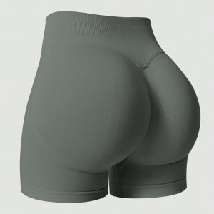 Pantalones cortos deportivos sin costuras que levantan y moldean el trasero gris